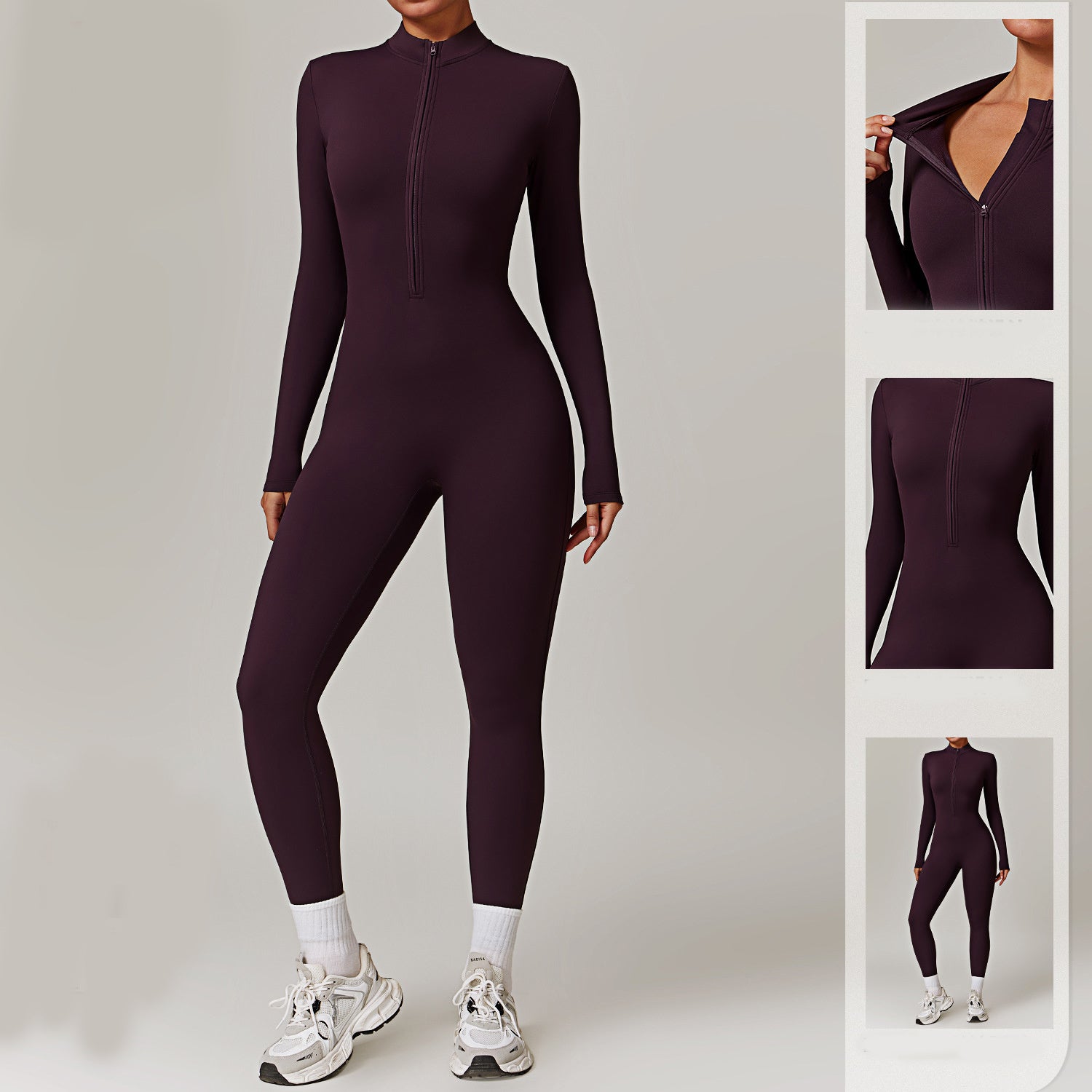 Warm Zipper Yoga Long-sleeved Jumpsuit - MyFitnessProducts