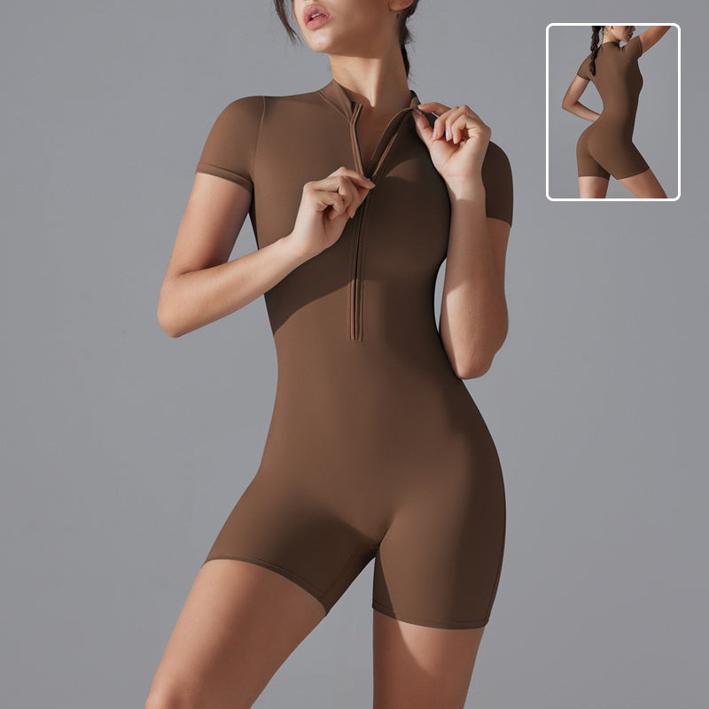 Summer Zipper Short-sleeved Jumpsuit - MyFitnessProducts