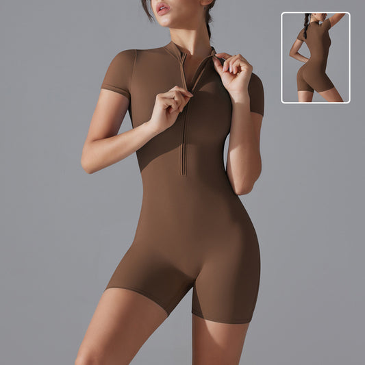 Summer Zipper Short-sleeved Jumpsuit - MyFitnessProducts