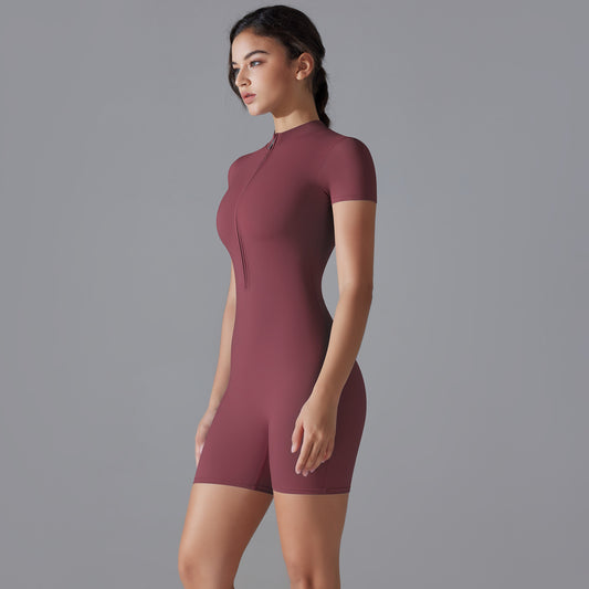 Summer Zipper Short-sleeved Jumpsuit - MyFitnessProducts