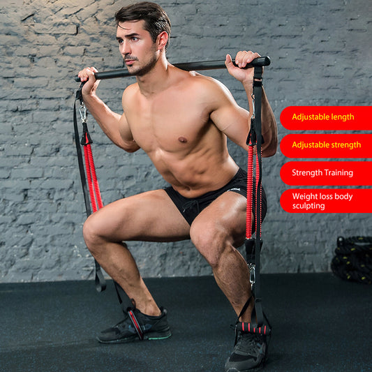 Portable Full Body Workout Bar with Resistance Bands - MyFitnessProducts