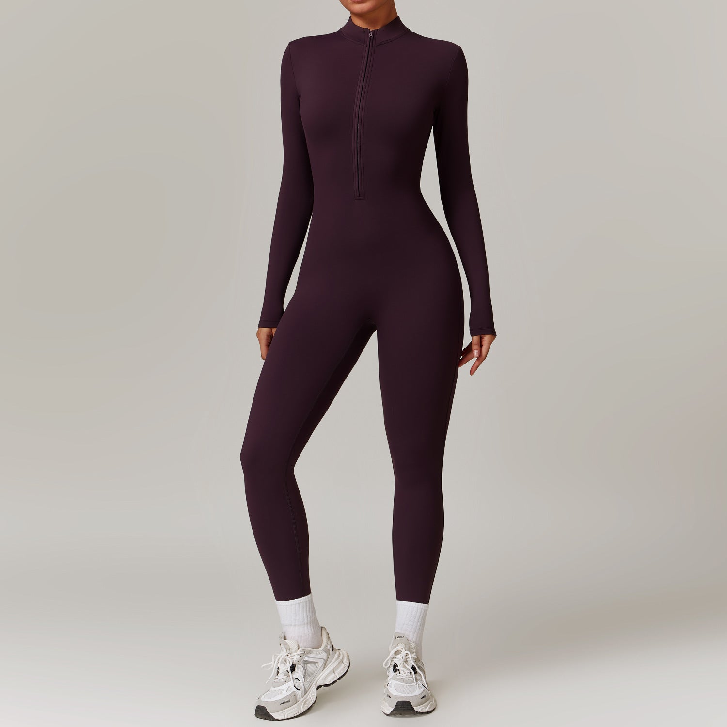 Warm Zipper Yoga Long-sleeved Jumpsuit - MyFitnessProducts