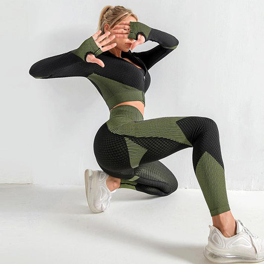 3PCS Seamless Yoga Set - Leggings, Sports Bra & Crop Top - MyFitnessProducts