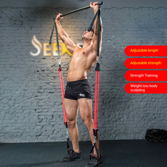 Portable Full Body Workout Bar with Resistance Bands - MyFitnessProducts