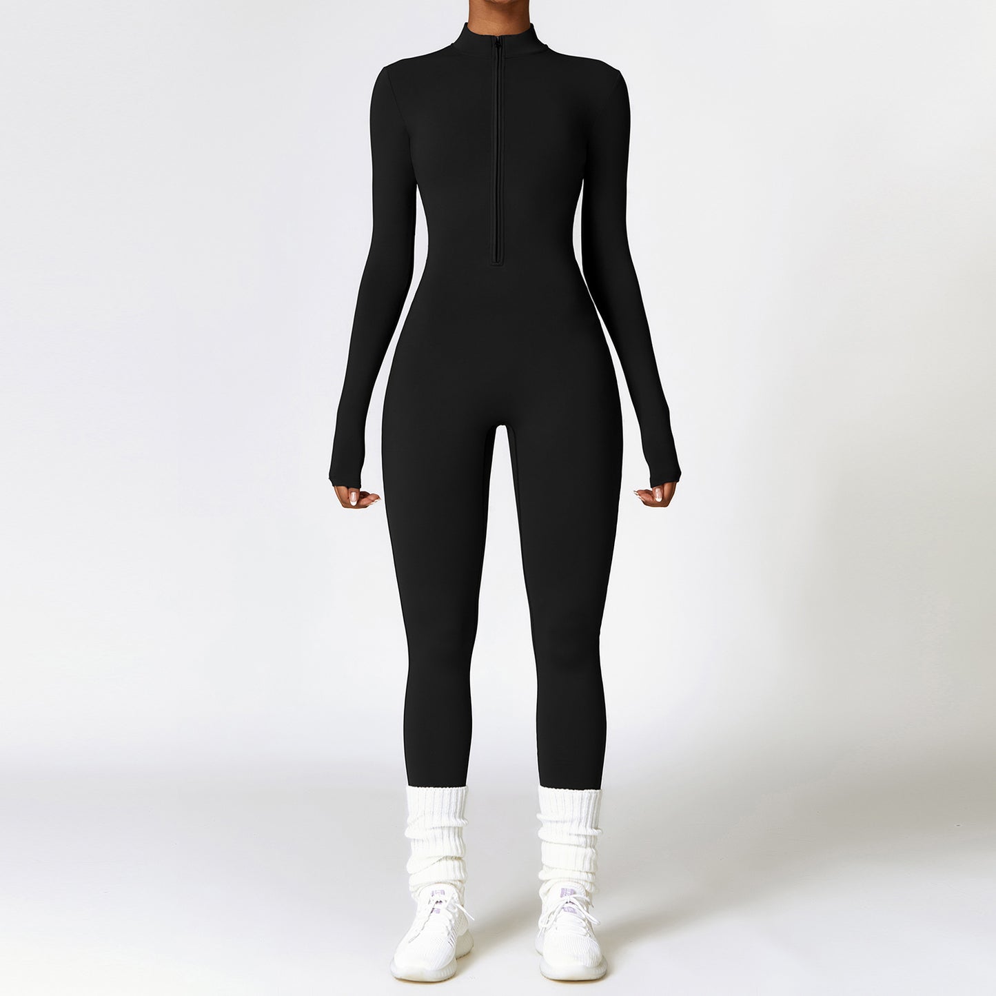 Warm Zipper Yoga Long-sleeved Jumpsuit - MyFitnessProducts