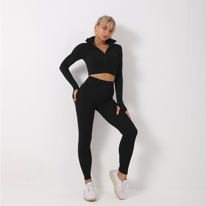 3PCS Seamless Yoga Set - Leggings, Sports Bra & Crop Top - MyFitnessProducts