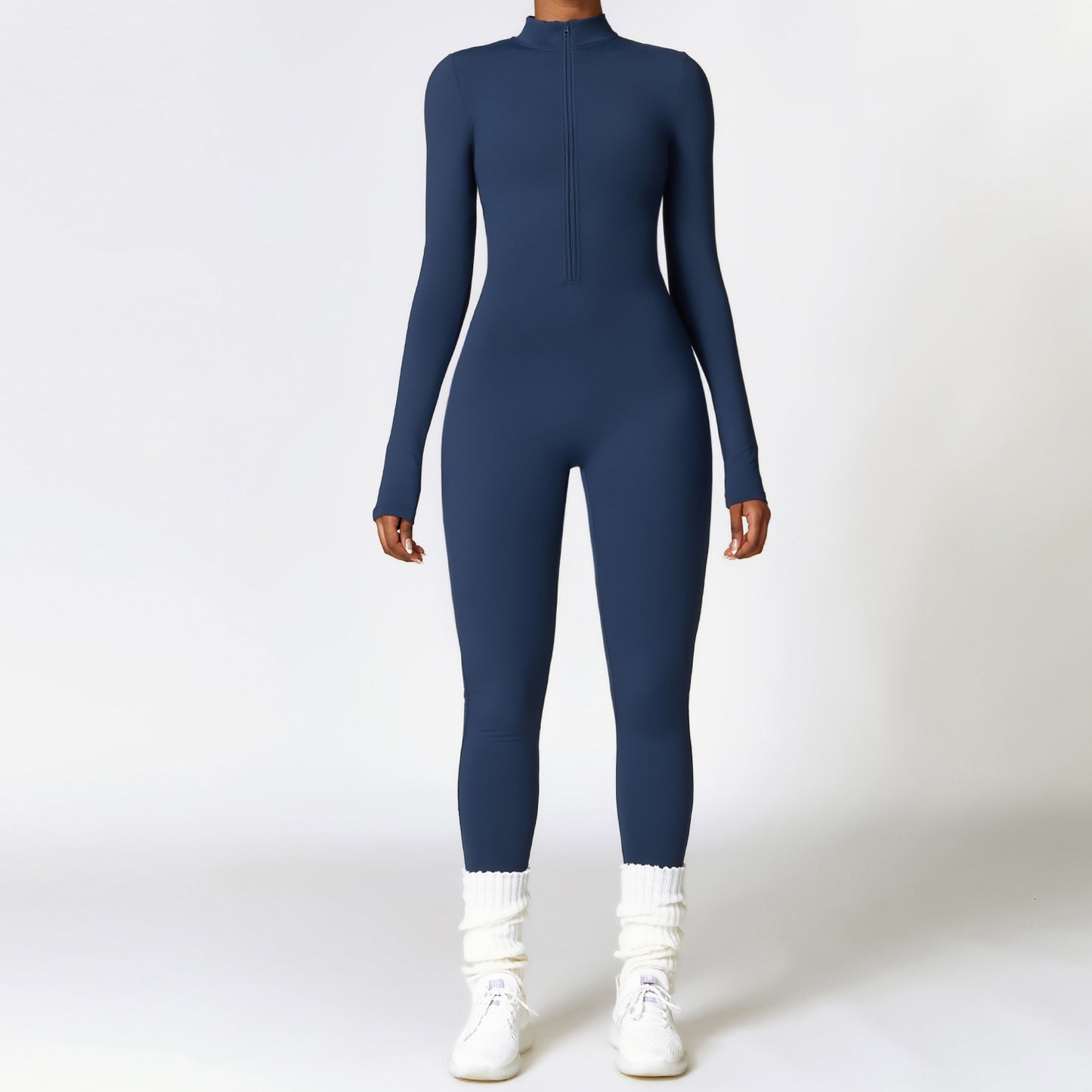 Warm Zipper Yoga Long-sleeved Jumpsuit - MyFitnessProducts