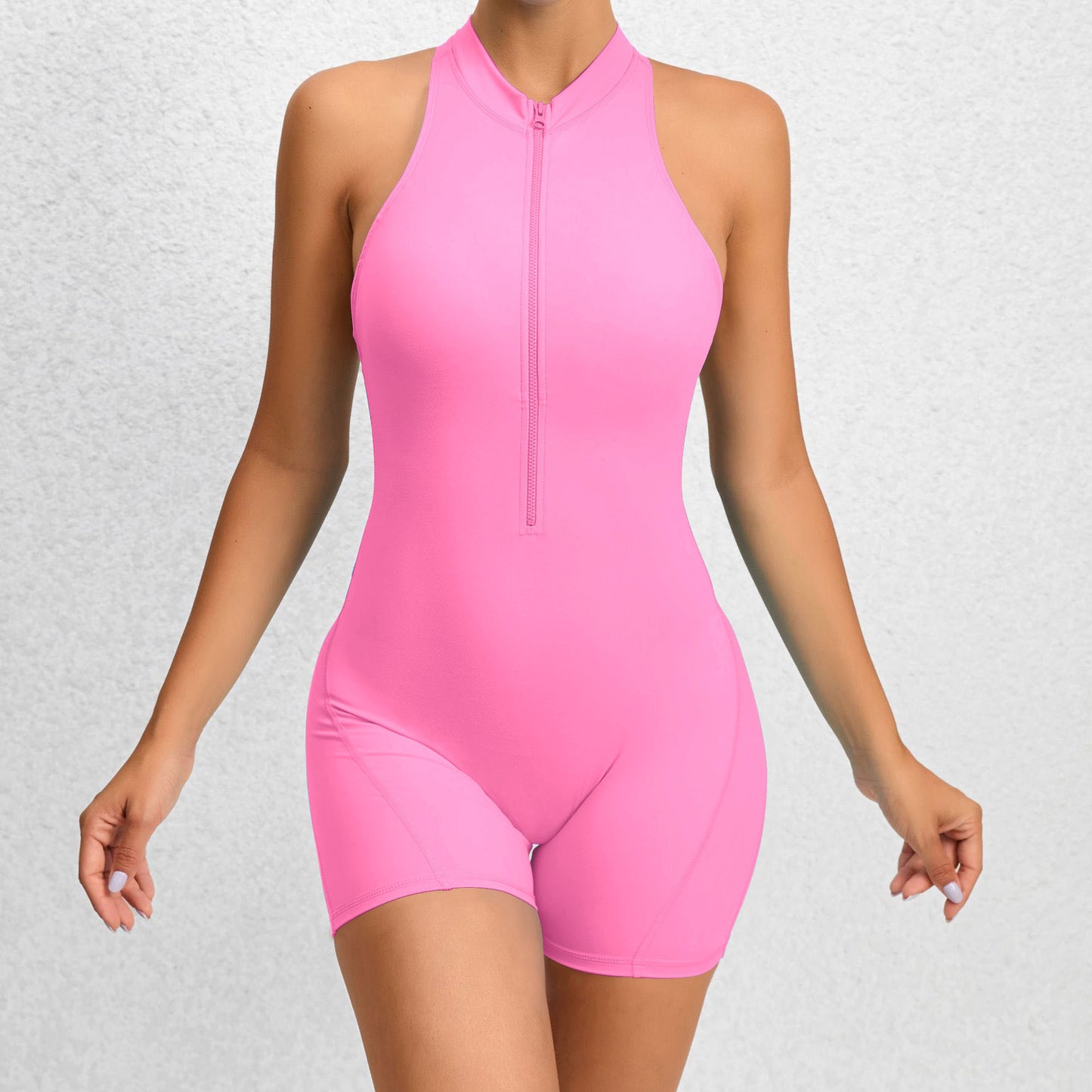 Zippered Yoga Fitness Shorts Jumpsuit - MyFitnessProducts