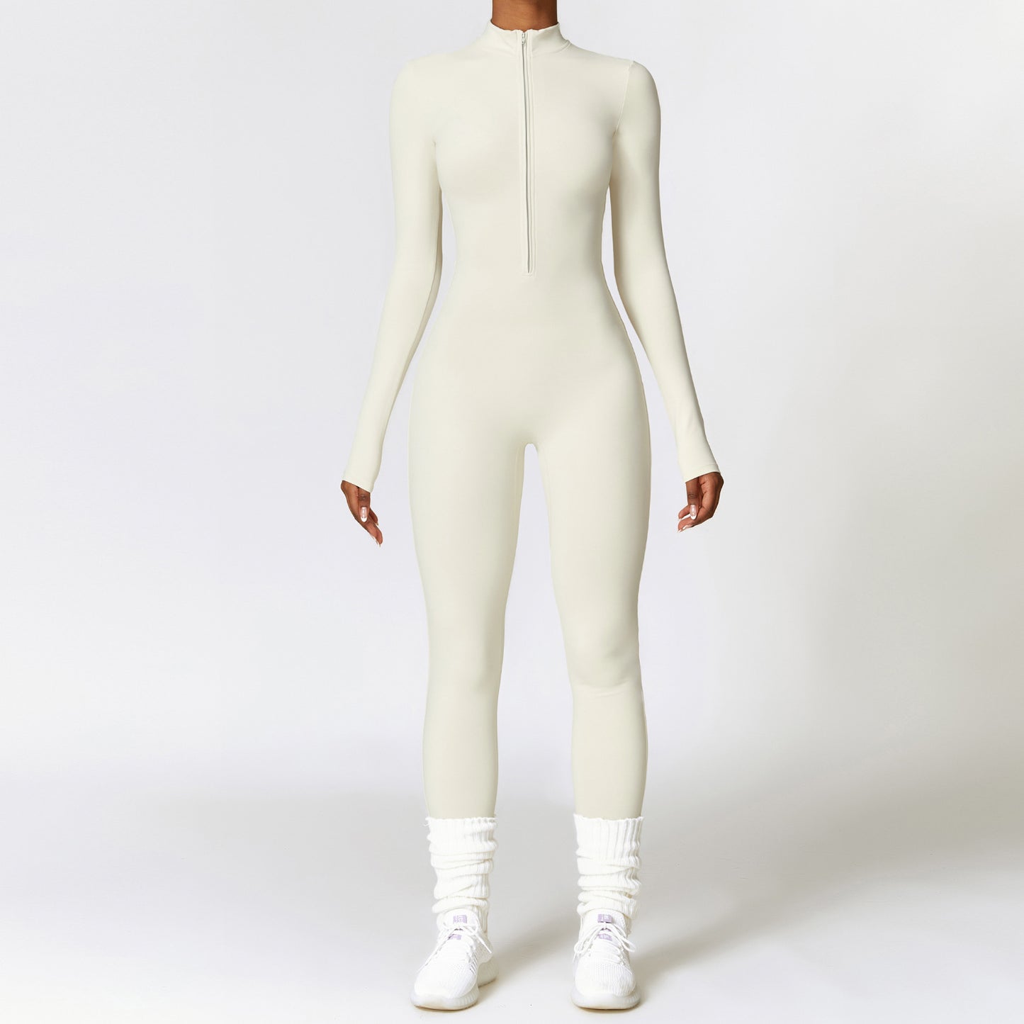 Warm Zipper Yoga Long-sleeved Jumpsuit - MyFitnessProducts