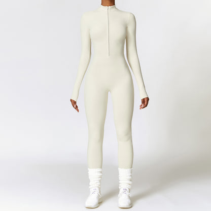 Warm Zipper Yoga Long-sleeved Jumpsuit - MyFitnessProducts
