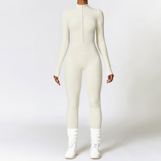 Warm Zipper Yoga Long-sleeved Jumpsuit - MyFitnessProducts