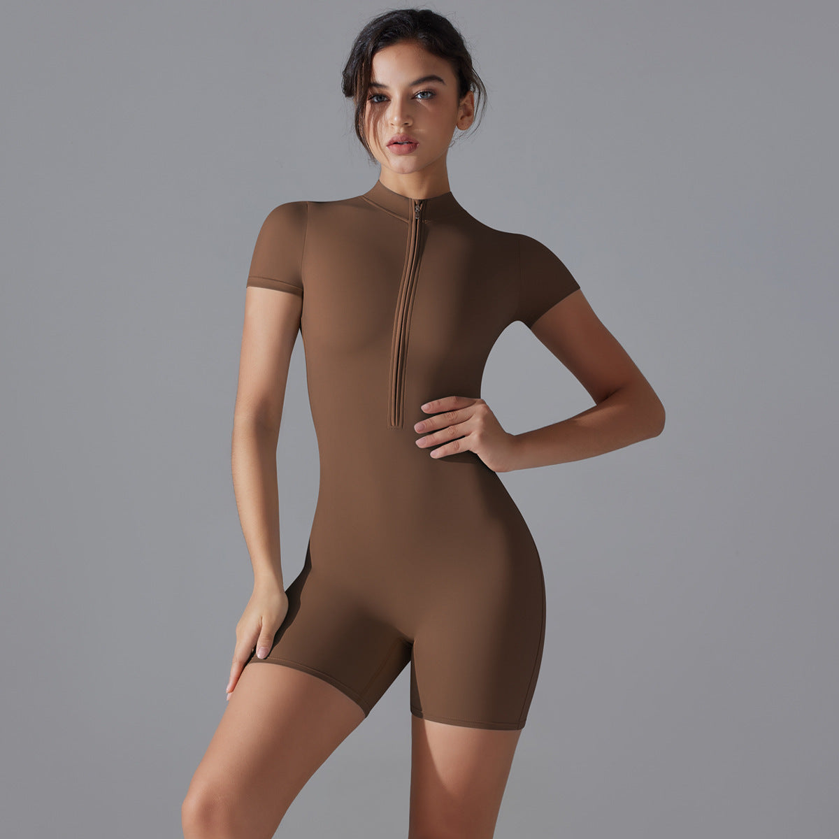 Summer Zipper Short-sleeved Jumpsuit - MyFitnessProducts