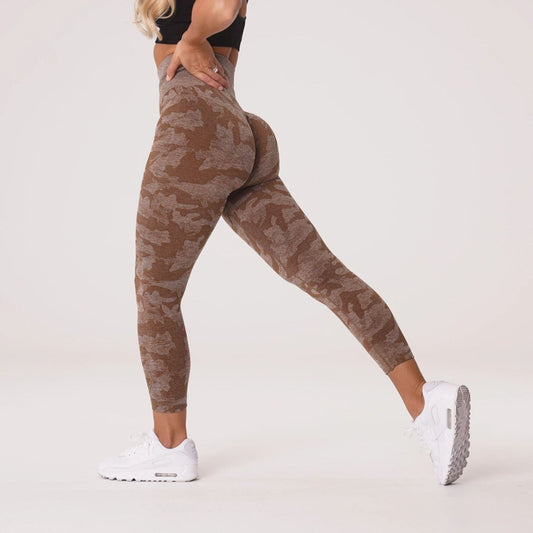 Fashion Snowflake Cropped Camouflage Jacquard Seamless Fitness Yoga Pants - MyFitnessProducts - Fashion Snowflake Cropped Camouflage Jacquard Seamless Fitness Yoga Pants