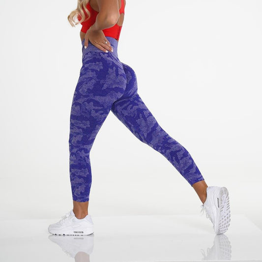 Fashion Snowflake Cropped Camouflage Jacquard Seamless Fitness Yoga Pants - MyFitnessProducts - Fashion Snowflake Cropped Camouflage Jacquard Seamless Fitness Yoga Pants