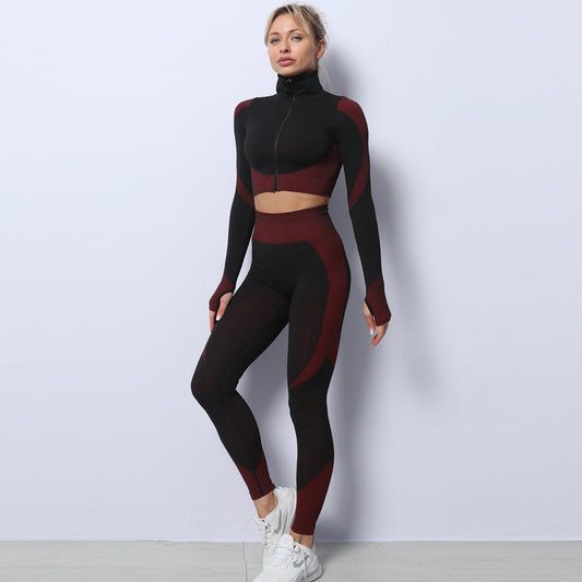 3PCS Seamless Yoga Set - Leggings, Sports Bra & Crop Top - MyFitnessProducts