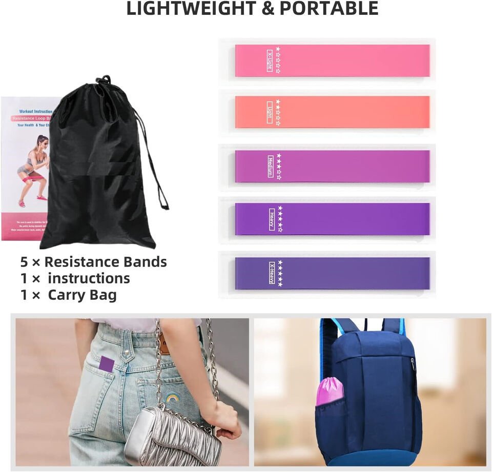 Resistance Loop Exercise Bands, Resistance Bands Exercise Bands For Home Fitness, Stretching, Strength Training, Physical Therapy,Elastic Workout Bands For Women Men Kids, Set Of 5 - MyFitnessProducts - Resistance Loop Exercise Bands, Resistance Bands Exercise Bands For Home Fitness, Stretching, Strength Training, Physical Therapy,Elastic Workout Bands For Women Men Kids, Set Of 5