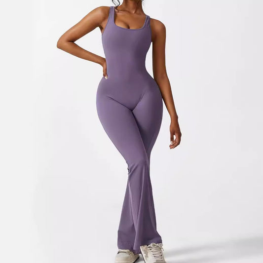 Women Sleeveless Flare Jumpsuits Fitness Yoga Long Pants - MyFitnessProducts - Women Sleeveless Flare Jumpsuits Fitness Yoga Long Pants