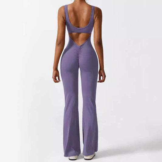 Women Sleeveless Flare Jumpsuits Fitness Yoga Long Pants - MyFitnessProducts - Women Sleeveless Flare Jumpsuits Fitness Yoga Long Pants