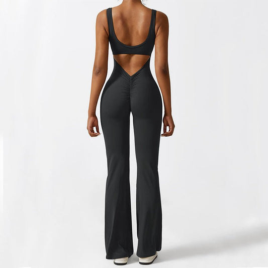Women Sleeveless Flare Jumpsuits Fitness Yoga Long Pants - MyFitnessProducts - Women Sleeveless Flare Jumpsuits Fitness Yoga Long Pants
