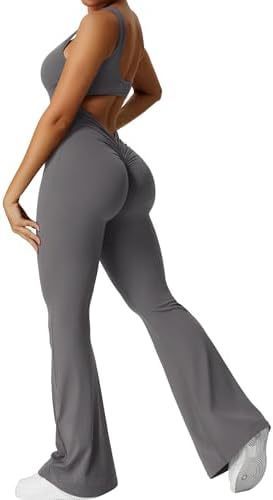 Women Sleeveless Flare Jumpsuits Fitness Yoga Long Pants - MyFitnessProducts - Women Sleeveless Flare Jumpsuits Fitness Yoga Long Pants